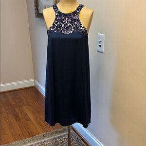 Lilly Pulitzer Navy Dress with Embellished Neckline
